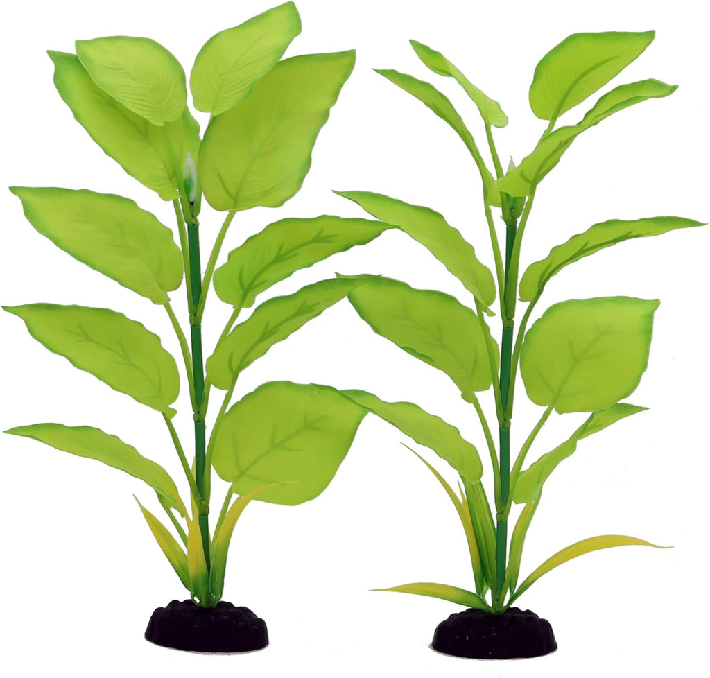 2-Pack 12 Inch Aquarium Silk Aquarium Plants, Artificial Plastic Plant for Small Tank, Goldfish, Fish Hides (Light Green, 12 Inch)