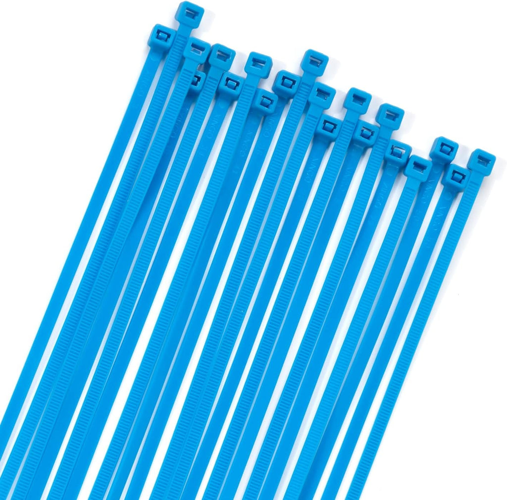 XINGO 100PCS Cable Zip Ties Heavy Duty, Premium Nylon Plastic Wire Ties with 50 Pounds Tensile Strength, Self-Locking Black Nylon Zip Ties for Indoor and Outdoor (14 inch, Blue)