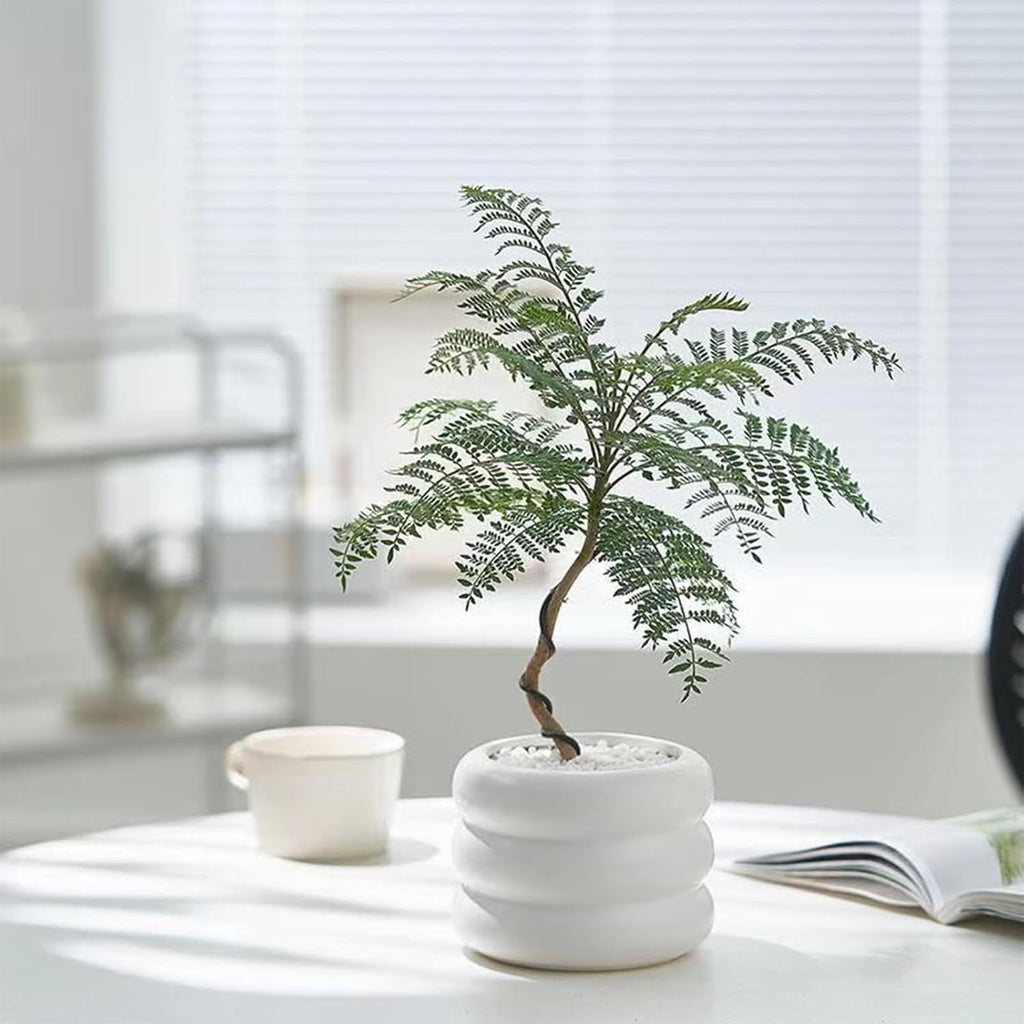 Ceramic Plant Pot Indoor, 4.7 Inch Flower Pot with Drainage Hole, Small Bubble Design Ceramic Planter for Home & Office Decor (White)