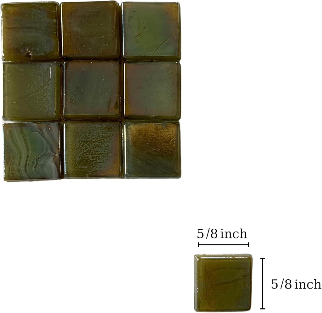 SMEIINIK 1.1lb Bulk Single Iridescent Color Mosaic Tiles for Crafts, Glass Mosaic Pieces for Mosaic Puzzles, Stained Glass Tiles,Mosaic Making Supplies(CWJ07-4)