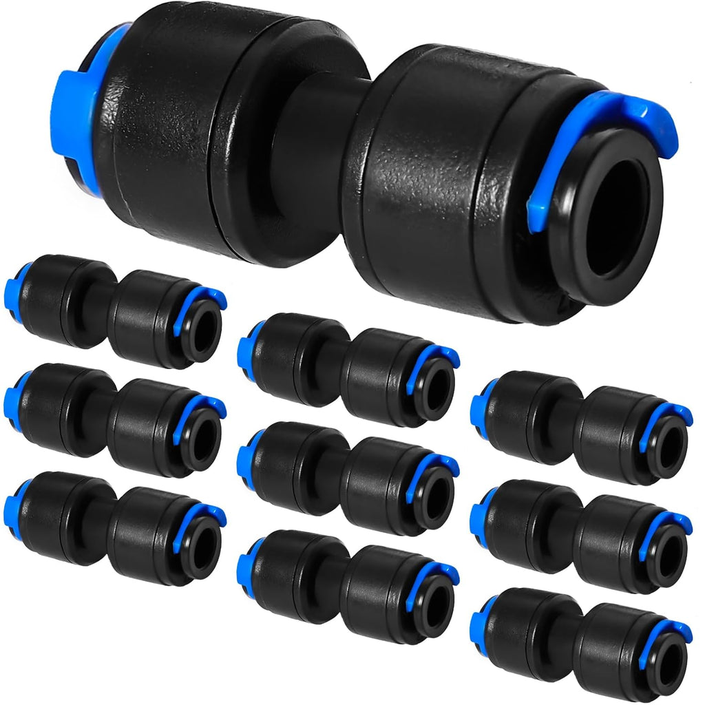 10 Pack 1/4" Drip Universal Straights Fitting Connectors, Quick Connect Universal Drip Irrigation Tubing Coupling Valve, Connector Locking Fitting for Sprinkler or Drip Irrigation System