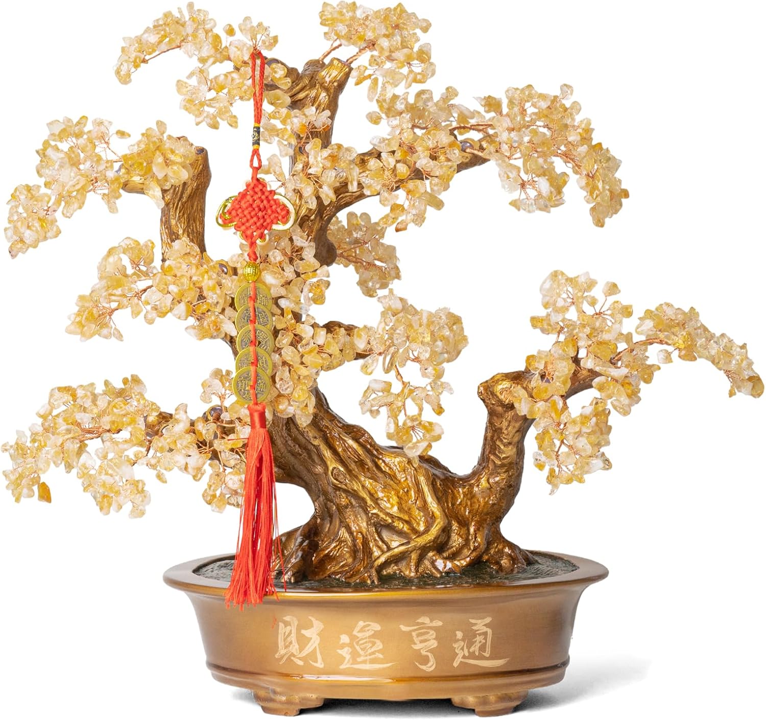 Natural Citrine Gemstone Crystal Bonsai Tree of Life（1,350 Gemstone Count） Large Feng Shui Money Chakra Tree for Luck and Wealth Desk Decoration 20 Inches