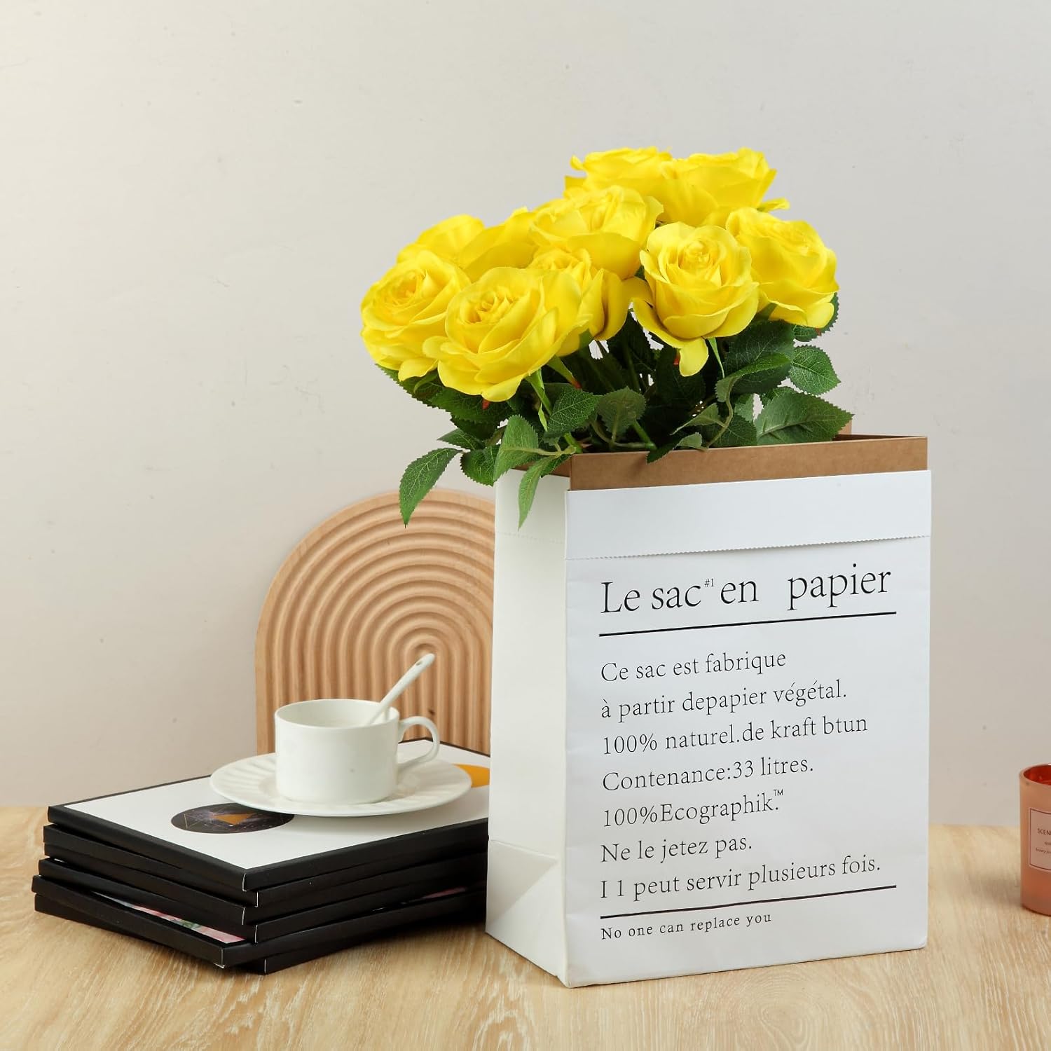 12pcs Yellow Roses Artificial Flowers Fake Roses Silk Flowers Roses with Long Stems for Wedding Home Party Centerpieces Decorations