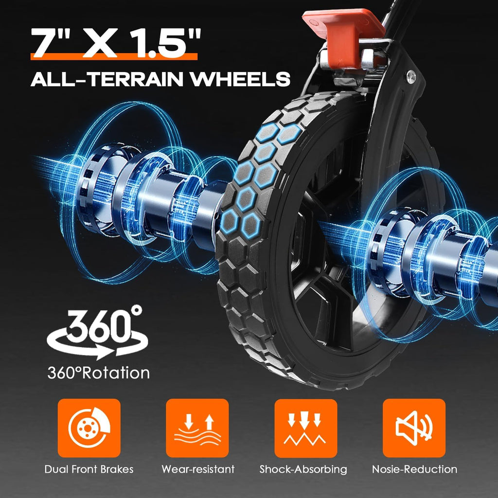 Navatiee 130L Collapsible Foldable Wagon With Wheels, Large Capacity Cart With Side Pocket and Brakes for Grocery Shopping, Garden and Outdoor Use, Blue