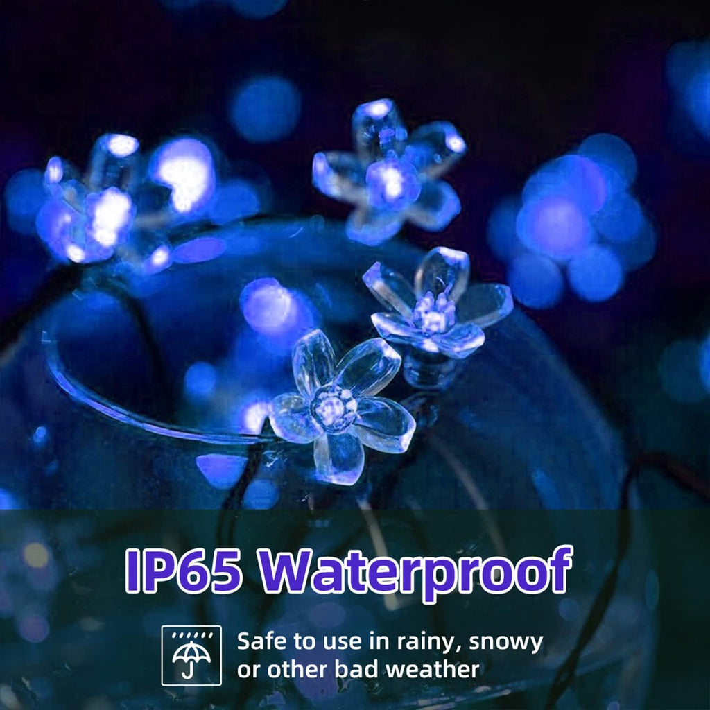 ITICdecor Outdoor Solar Flower String Lights Waterproof 50 LED Fairy Light Decorations for Christmas Tree Garden Patio Fence Yard Spring (Blue)