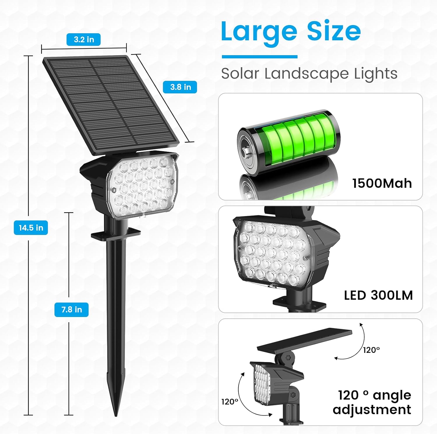 VOLISUN Solar Spotlight Outdoor, IP67 Waterproof Solar Landscape Spot Lights，Uplights for Yard Garden Pathway - 6 Pack Warm White 27 LED 3 Lighting Modes