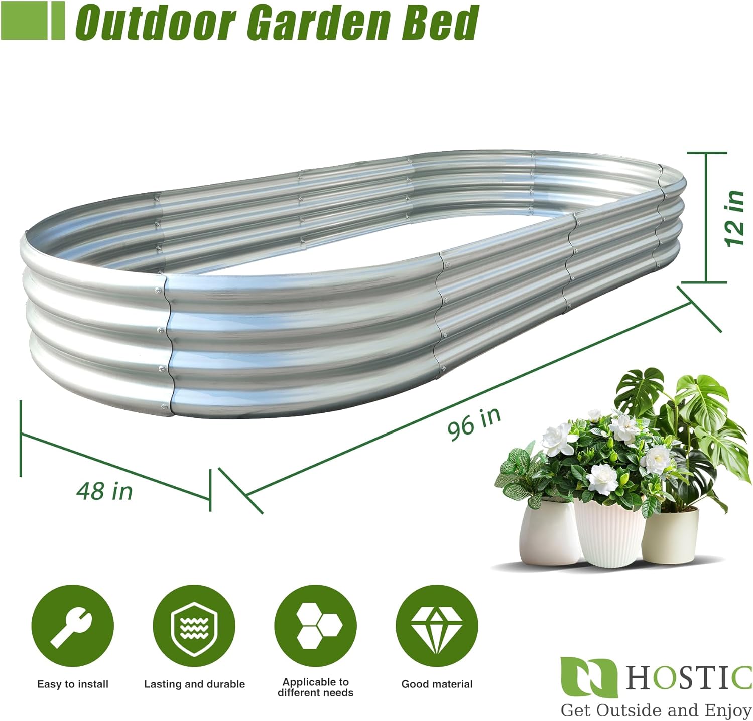 8x4x1FT Galvanized Planter Raised Garden Boxes Outdoor Large Metal Gardens Beds for Vegetables Flowers Herbs Succulents