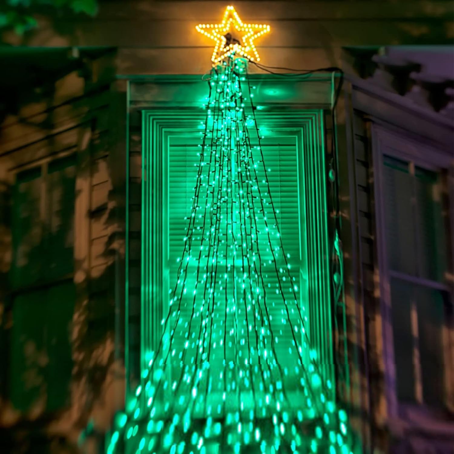 Upgrade Solar String Lights for Outside 2 Pack Total 180FT 500LED String Lights Outdoor with 8 Modes, IP65 Waterproof Outdoor Solar Twinkle Lights, Garden Tree Party Christmas Decorations, Green