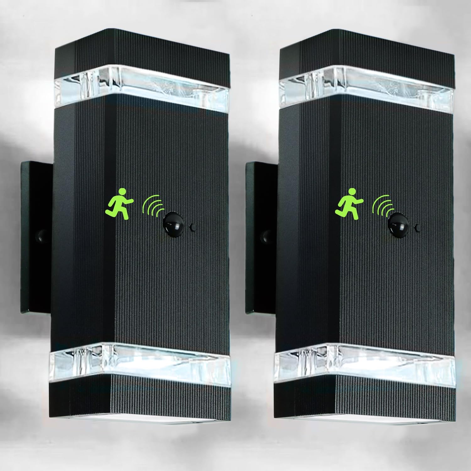 Motion Sensor Outdoor Wall Lights, Dusk to Dawn Exterior Light Fixtures with 3 Modes, Modern Up Down Wall Sconce, Waterproof Aluminum Porch Light for Garage, Patio, Front Door