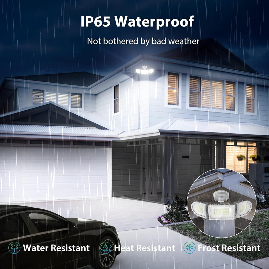 iMaihom 150W Motion Sensor Light Outdoor, 15000LM 6500K LED Security Floodlights, 3 Adjustable Head Motion Detection Light IP65 Waterproof for Yard Garage White 2pack