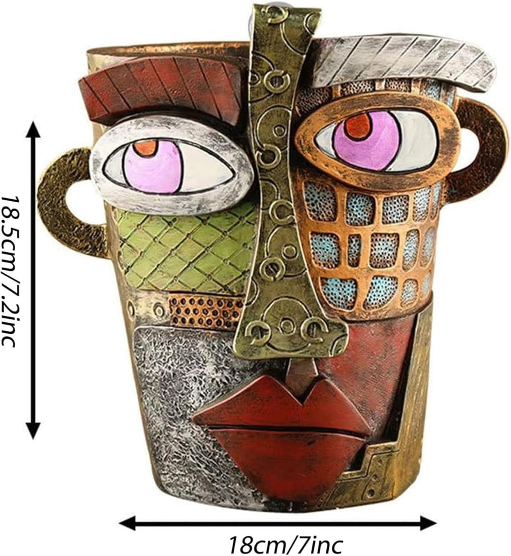Picasso Pot, Face Planters, Plant Pots Sanxingdui Style, Abstract Head Planter, Handcrafted Planter Resin - Cute and Funky (Retro + Modern)