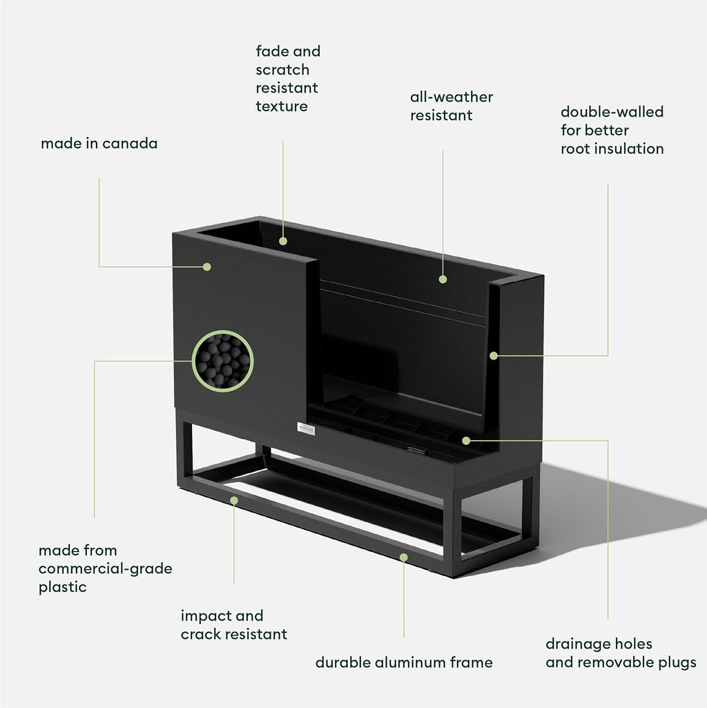 Veradek Block Series Raised Long Box Planter for Patio & Garden | Durable All-Weather Use with Aluminum Stand | Modern Décor for Herbs, Flowers