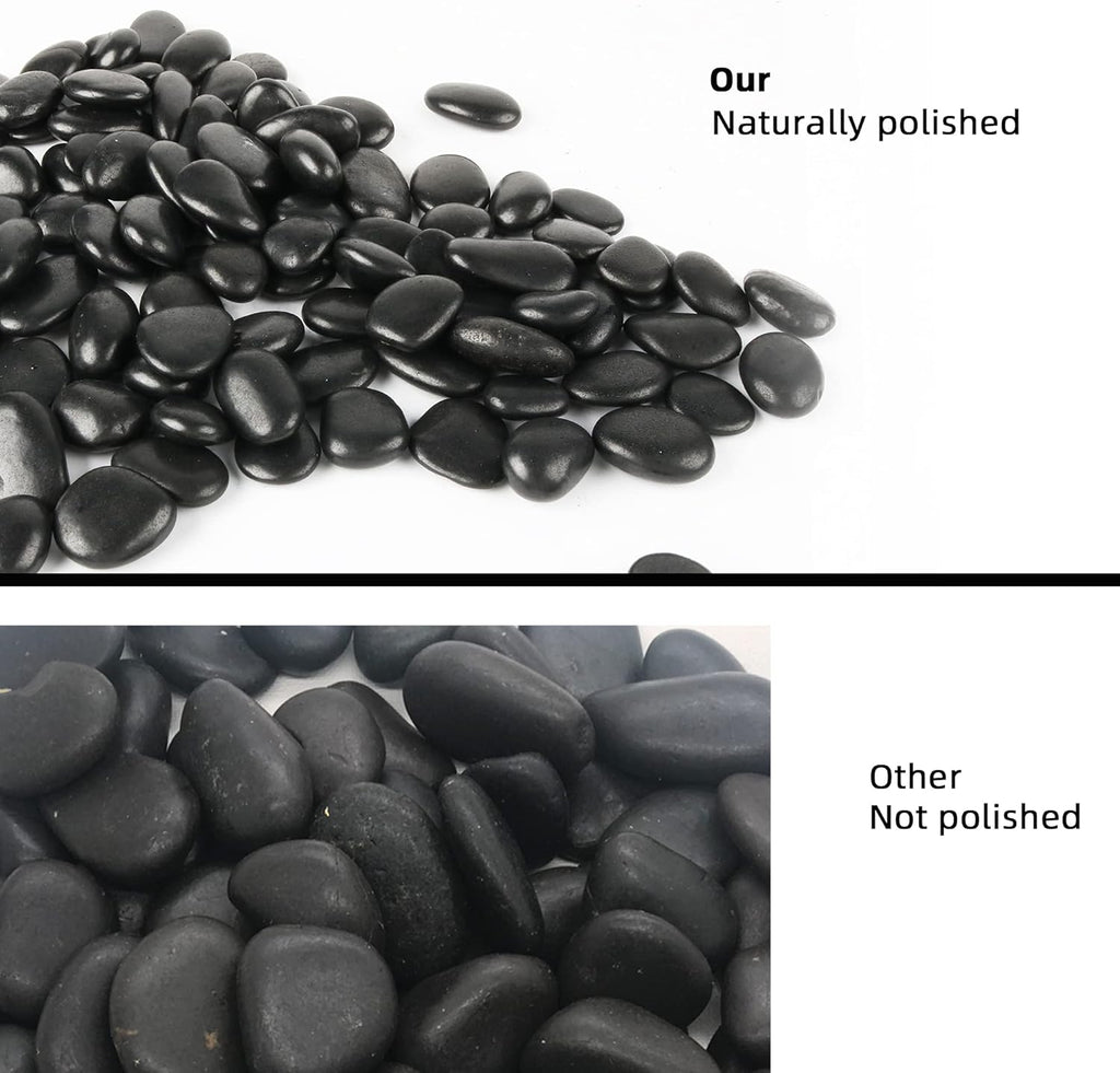 Black Pebbles for Plants 3lb Bulk Bag 0.5"- 1" Aquarium Gravel Decorative Polished Stone Natural River Rocks for Fish Tank…