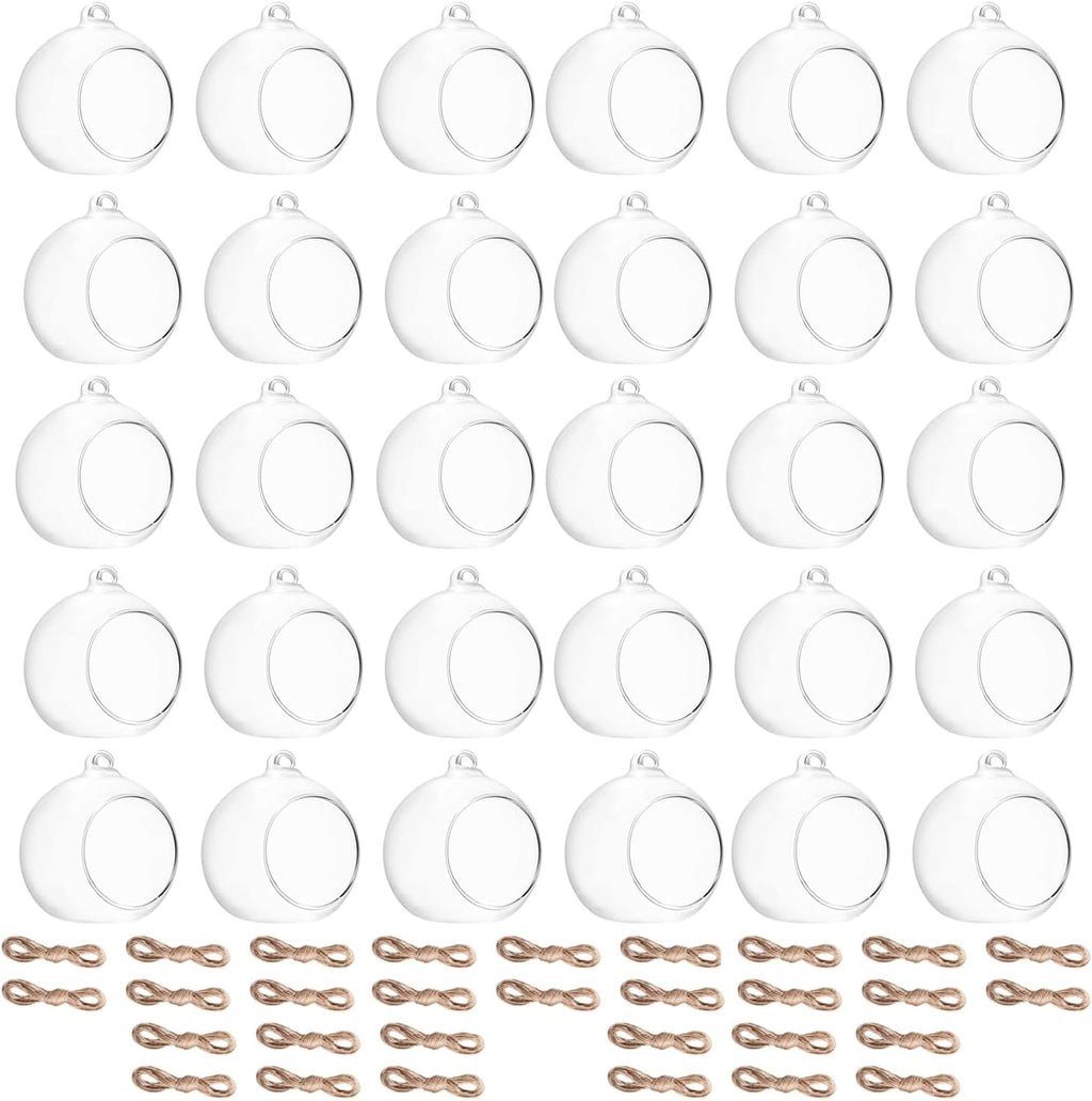 3.15"/ 8cm Hanging Tealight Candle Holder Glass Globes Air Plant Orb Glass Candlestick Lights Terrariums Candles Terrarium Vase Containers Home Decor Indoor Outdoor Garden DIY Gifts (30)