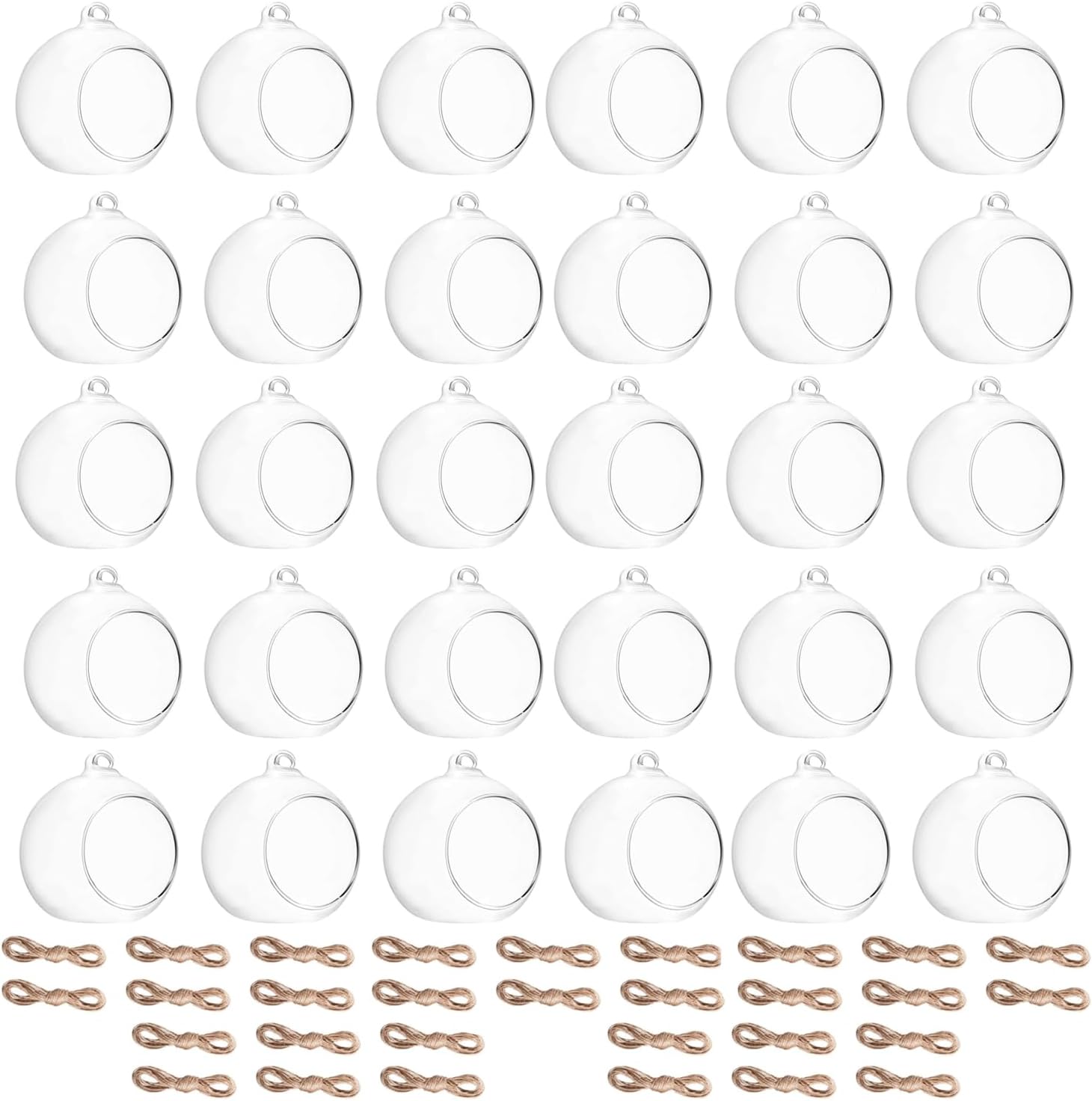 3.15"/ 8cm Hanging Tealight Candle Holder Glass Globes Air Plant Orb Glass Candlestick Lights Terrariums Candles Terrarium Vase Containers Home Decor Indoor Outdoor Garden DIY Gifts (30)