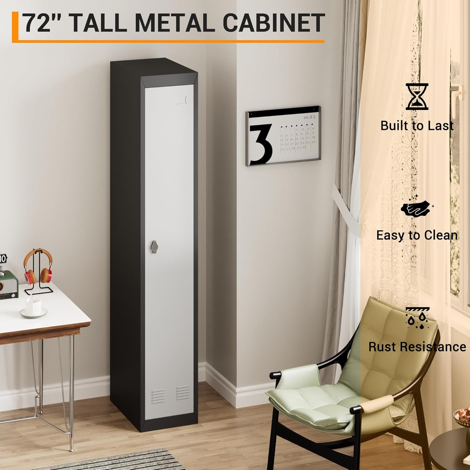 GAOMON Metal Locker, Metal Storage Locker with Shelves and Doors, Perfect for Employees and Students, Ideal for Offices, Schools, Gyms, Homes, and Garages, Assembly Required, Grey & Black