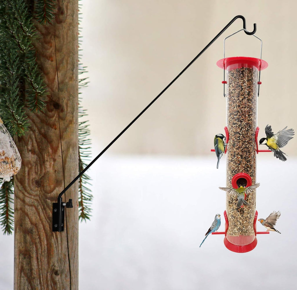 ERYTLLY Extended Reach Deck Hook Wall Pole Wall Mounted, Extensible and Adjustable 28 inch to 43 inch Bracket for Hanging Bird Feeder,Plants,Wind Chimes,Lanterns