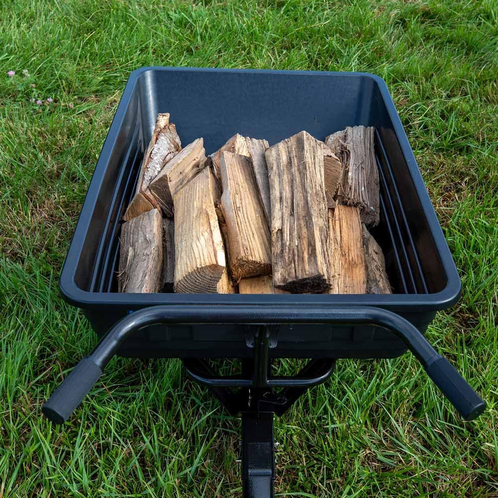 Titan Attachments 650 LB (10 Cu. Ft.) Economy Tow-Behind Poly Dump Cart for Lawn