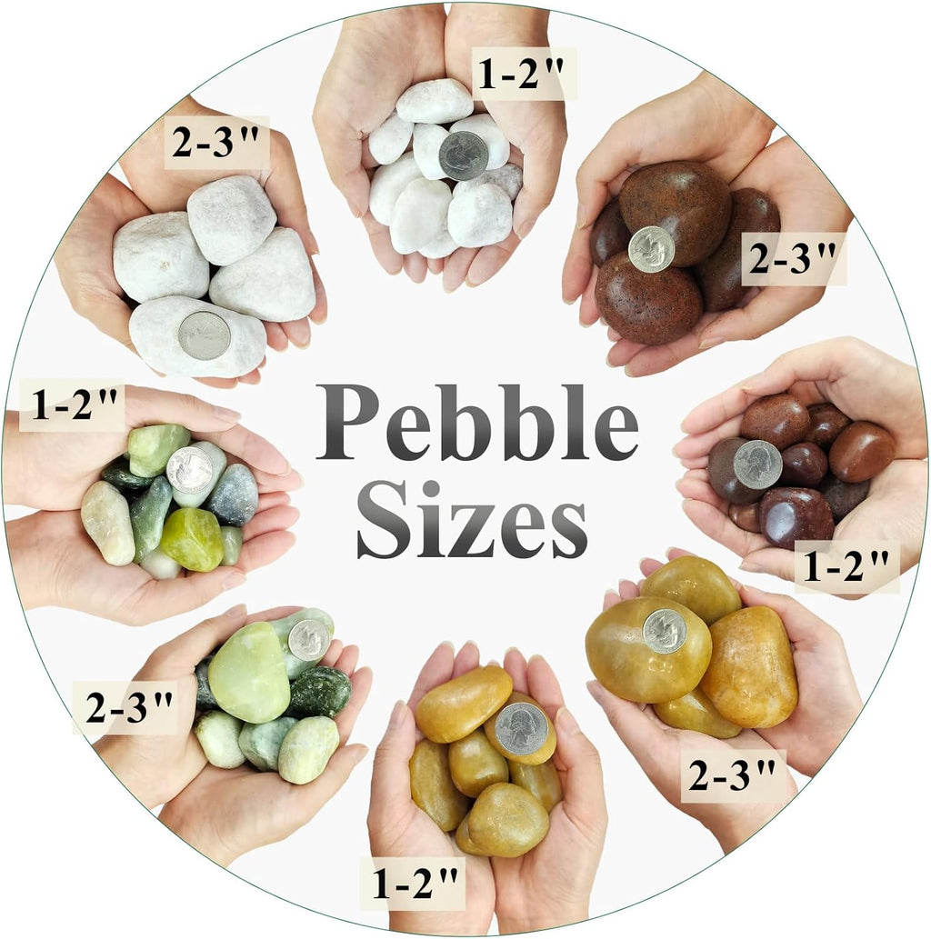 10 lbs Yellow River Rocks, 1-2 Inch Polished Pebbles for Indoor Plants, Decorative Rocks Stones for Landscaping, Vases, Aquariums, Fountains, Pathways, Backyard and Garden