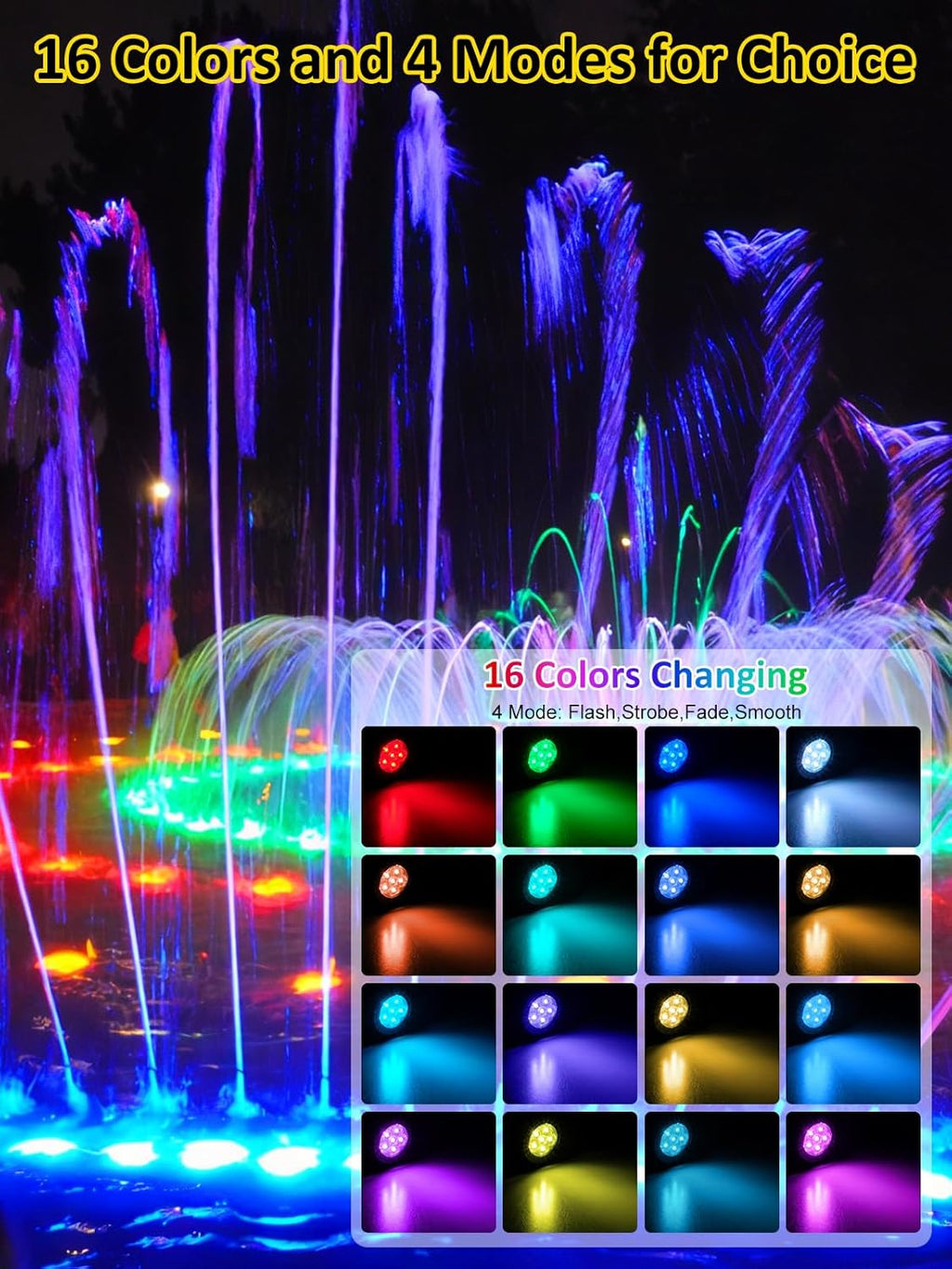 T-SUN Colored Pond Lights with Timer, LED Underwater Pond Light Submersible Fountain Lights for Fish Tank Landscape Spotlight - Remote Control, IP68 Waterproof, Aquarium, Waterfall, Yard (Set of 5)