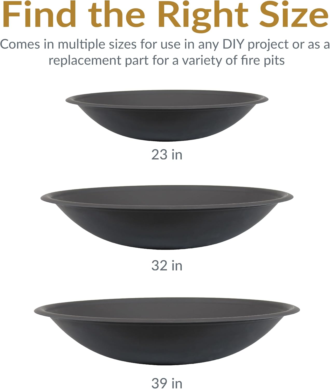 Sunnydaze Outdoor Fire Pit Bowl Replacement Insert for DIY Ring or Existing Stand - Wood-Burning Fire Bowl for Outside - 39-Inch