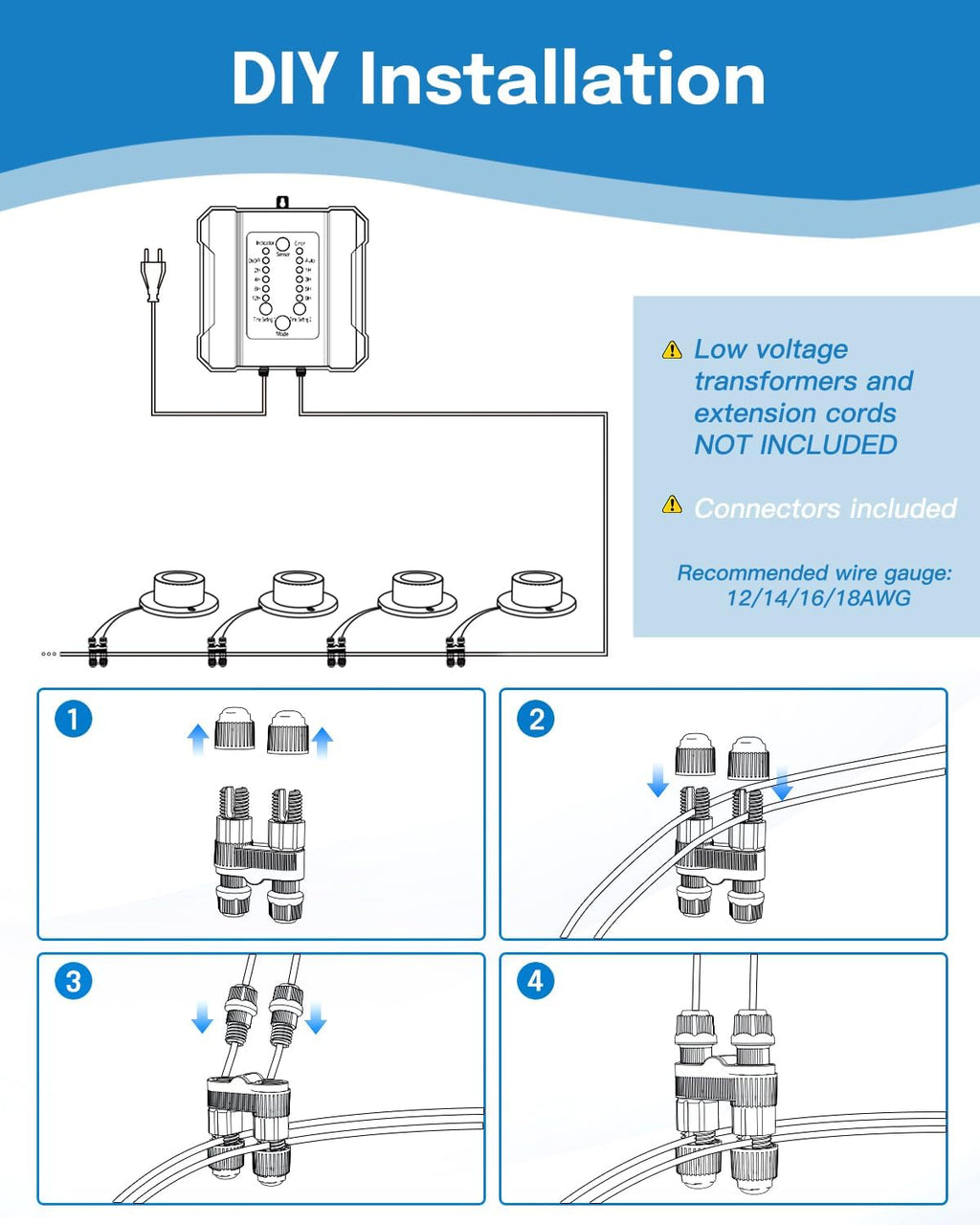 HIBOITEC Pond Lights 3W LED IP68 Waterproof Underwater Lights with UL Cord Warm White 4000K Low Voltage Landscape Lighting for Fountain Pool Compatible 12-24V AC/DC 2Pack