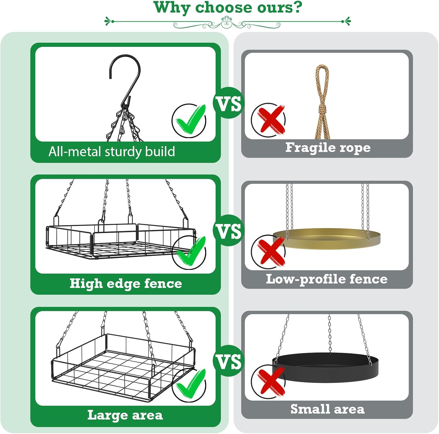 NADAMOO Hanging Planter for Indoor Plants - Wall Mount Bracket with Large Basket, Outdoor Metal Plant Hanger Holder for Window Balcony & Patio Decor