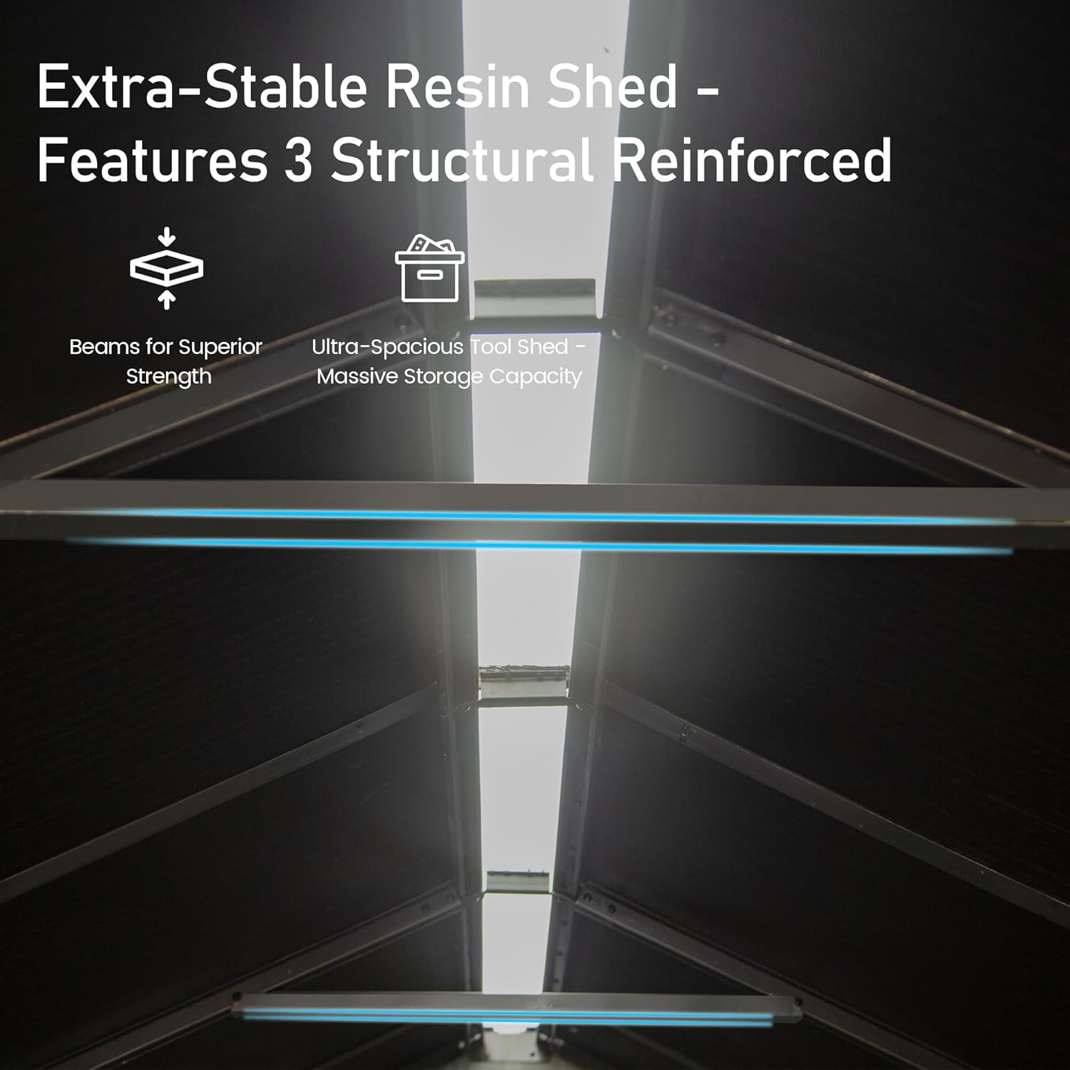 Domi 5x3 FT Outdoor Resin Storage Shed, All-Weather Double-Wall Storage Building for Backyard, Garden, Lawn Tools, Mower, Bike & Pool Equipment, Lockable Doors, Ventilated Roof, Grey