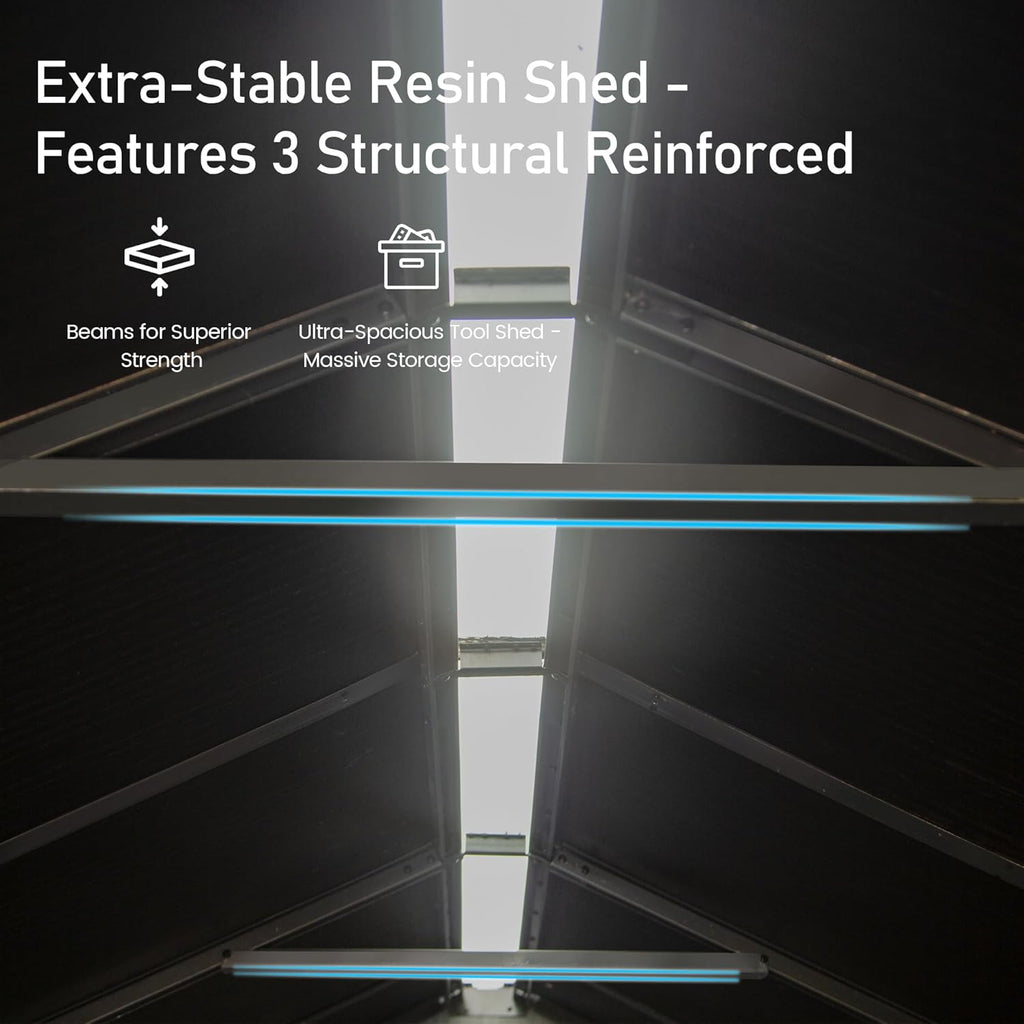 Domi 6x4 FT Outdoor Resin Storage Shed, All-Weather Double-Wall Storage Building for Backyard, Garden, Lawn Tools, Mower, Bike & Pool Equipment, Lockable Doors, Ventilated Roof, Grey