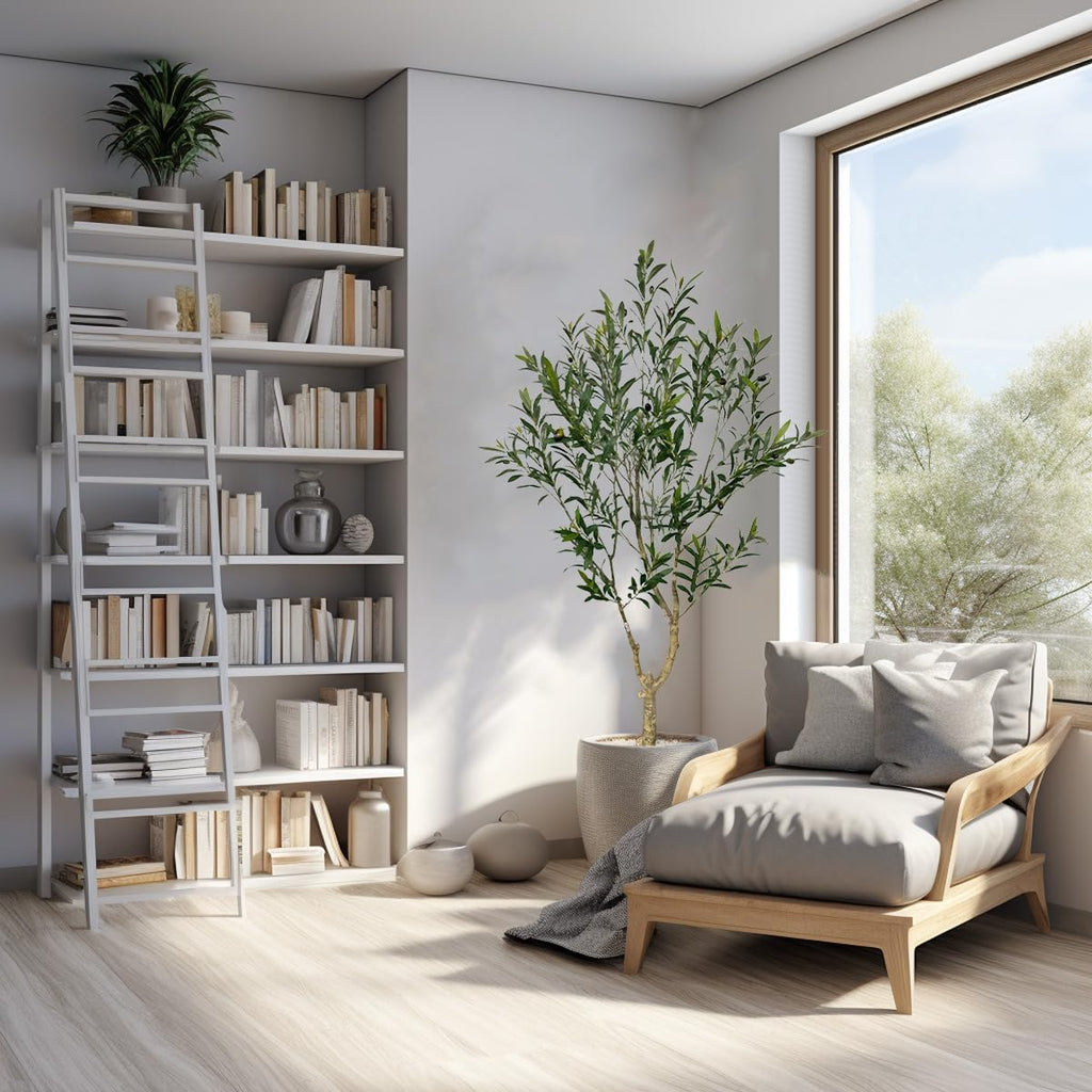 Artificial Tree Faux Olive Tree 6ft(71in,1289leaves) Tall Fake Olive Plant in Pot Fake Silk Tree Faux Plants Indoor