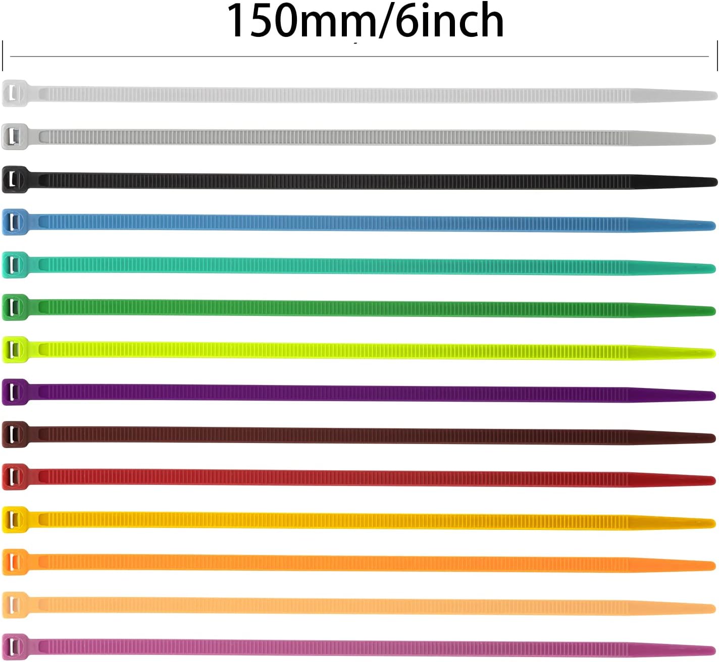 XINGO 100PCS Cable Zip Ties Heavy Duty, Premium Nylon Plastic Wire Ties with 50 Pounds Tensile Strength, Self-Locking Black Nylon Zip Ties for Indoor and Outdoor (6 inch, Yellow)