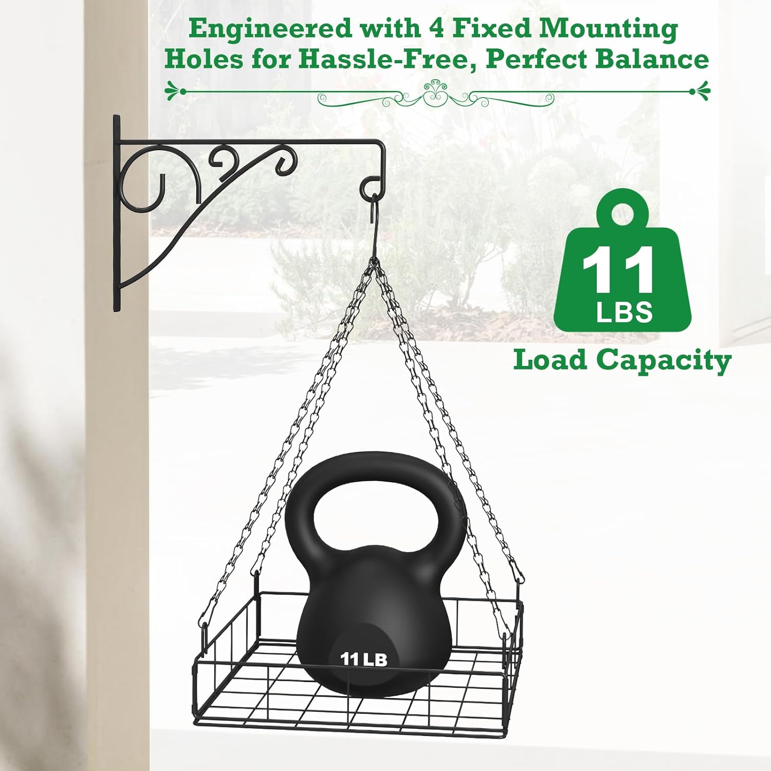 NADAMOO Hanging Planter for Indoor Plants - Wall Mount Bracket with Large Basket, Outdoor Metal Plant Hanger Holder for Window Balcony & Patio Decor