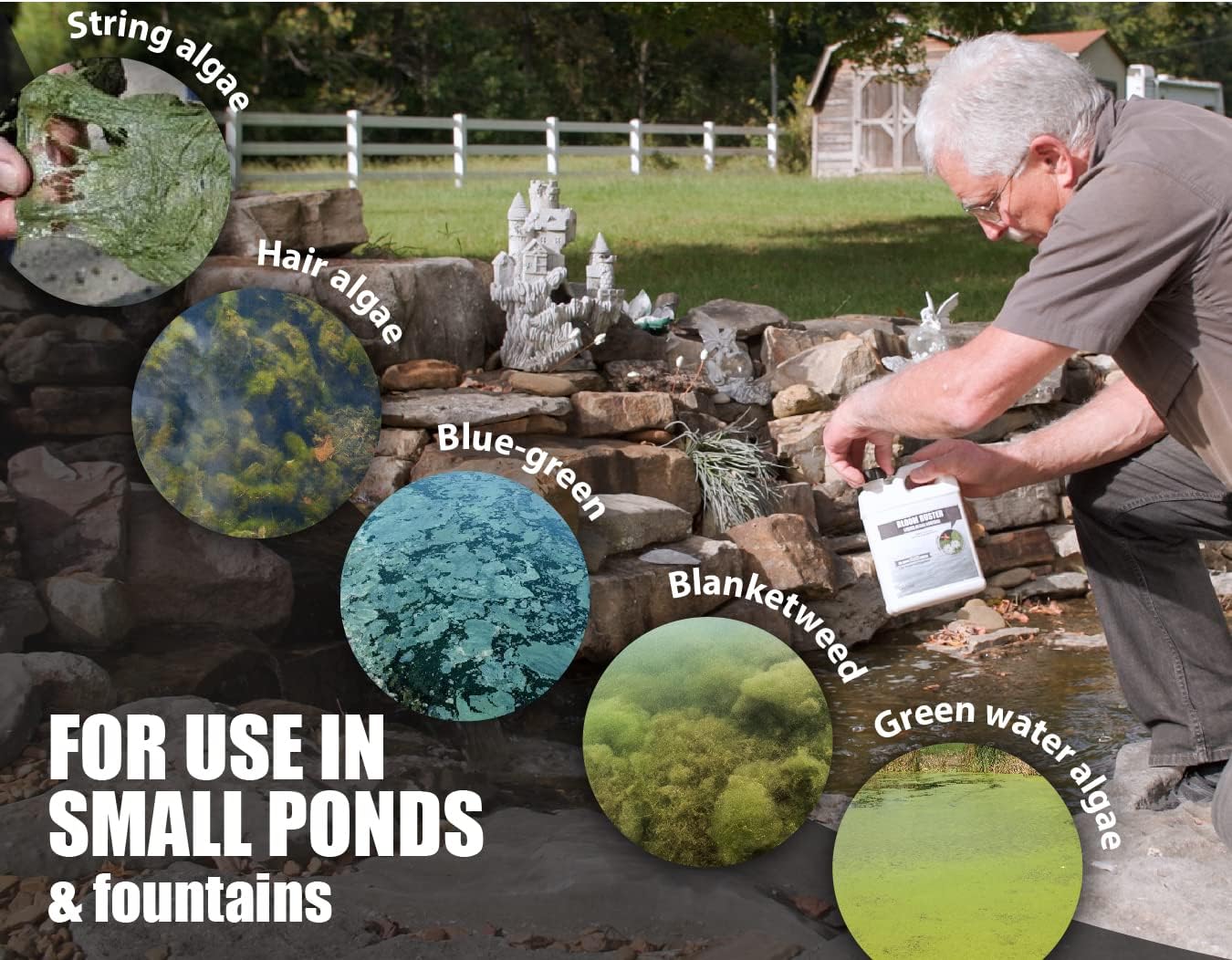 Bloom Buster Pond Algae Control - 16oz - Fast Acting Algaecide, Use in Fountains & Outdoor Ponds Containing Koi & Other Fish - EPA Registered