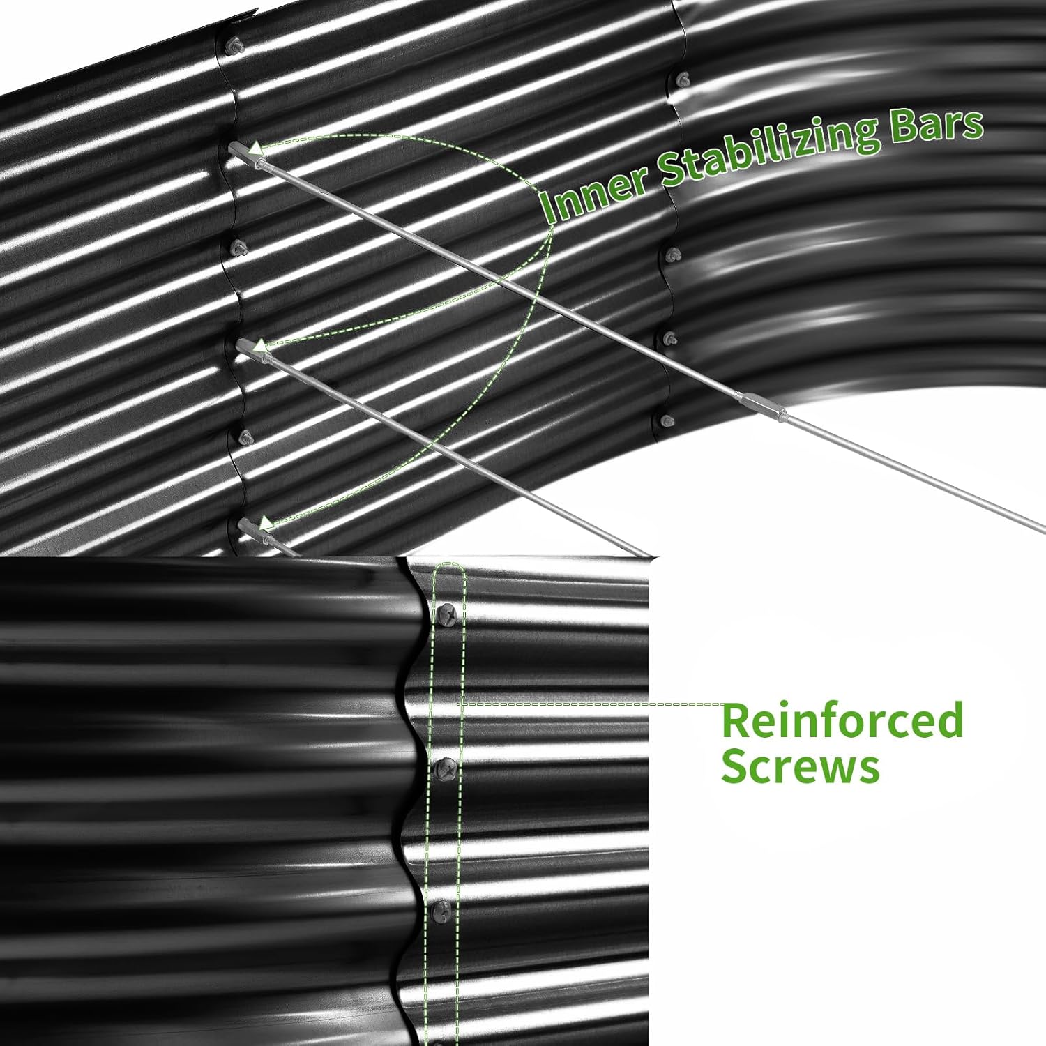 Land Guard 6x3x1.5ft Galvanized Raised Garden Bed Kit, Metal Planter Boxes Outdoor, Oval Metal Raised Garden Bed for Vegetables, Flowers (Dark Gray)