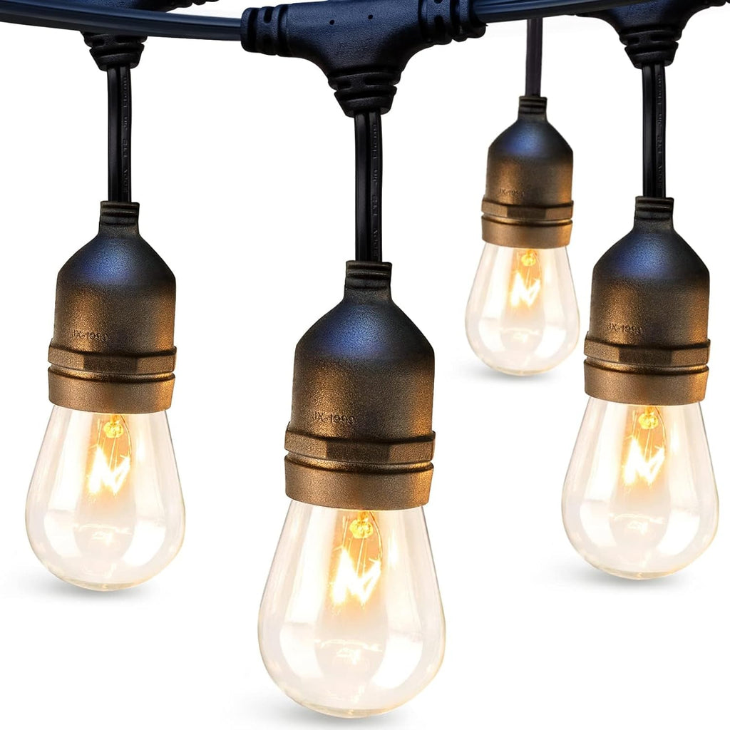 addlon 72FT(36FT*2) Outdoor String Lights Commercial Grade Weatherproof Strand, 30 Edison Vintage Bulbs, 24 Hanging Sockets and 6 Spare Bulbs, ETL Listed Decorative Cafe Patio Lights for Bistro