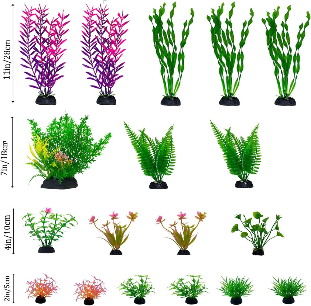 18 Pieces Colorful Artificial Fish Tank Decorations, Aquarium Decorations Fish Tank Purple Artificial Plastic Plants