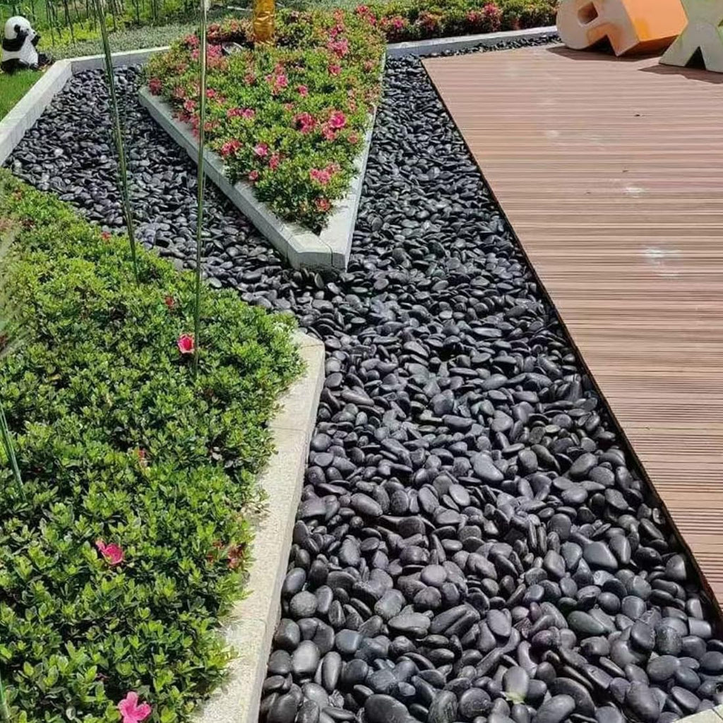 5lbs Black Pebbles for Plants, 2-3 Inch High Polished Natural Large River Rocks for Landscaping, Decorative Stones Vase Filler Fish Tank Aquariums Garden Outdoor and Indoor DIY