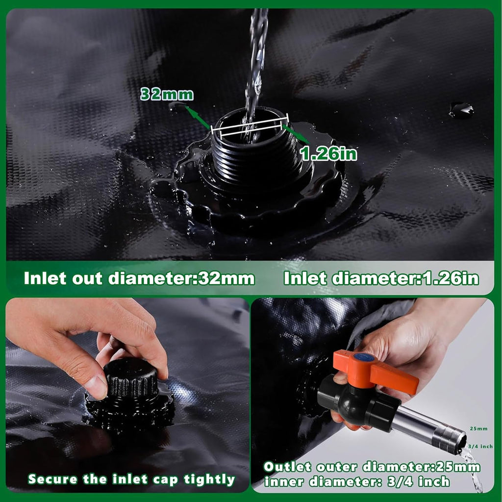 113 L/30 gal Water Bladder Storage Containers, Foldable Portable Water Tank Large Capacity Soft Water Bag, Drought Resistance, Fire Prevention, Emergency Water