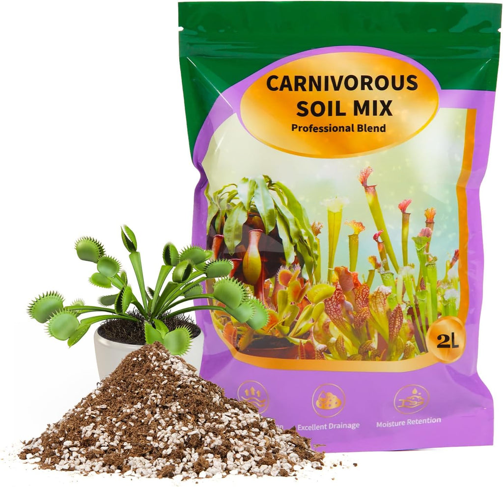 Carnivorous Plant Soil Mix 2qt, Pure Peat Moss and Perlite Mixture for Venus, Pitcher, Butterwort, Nepenthes, Sundew