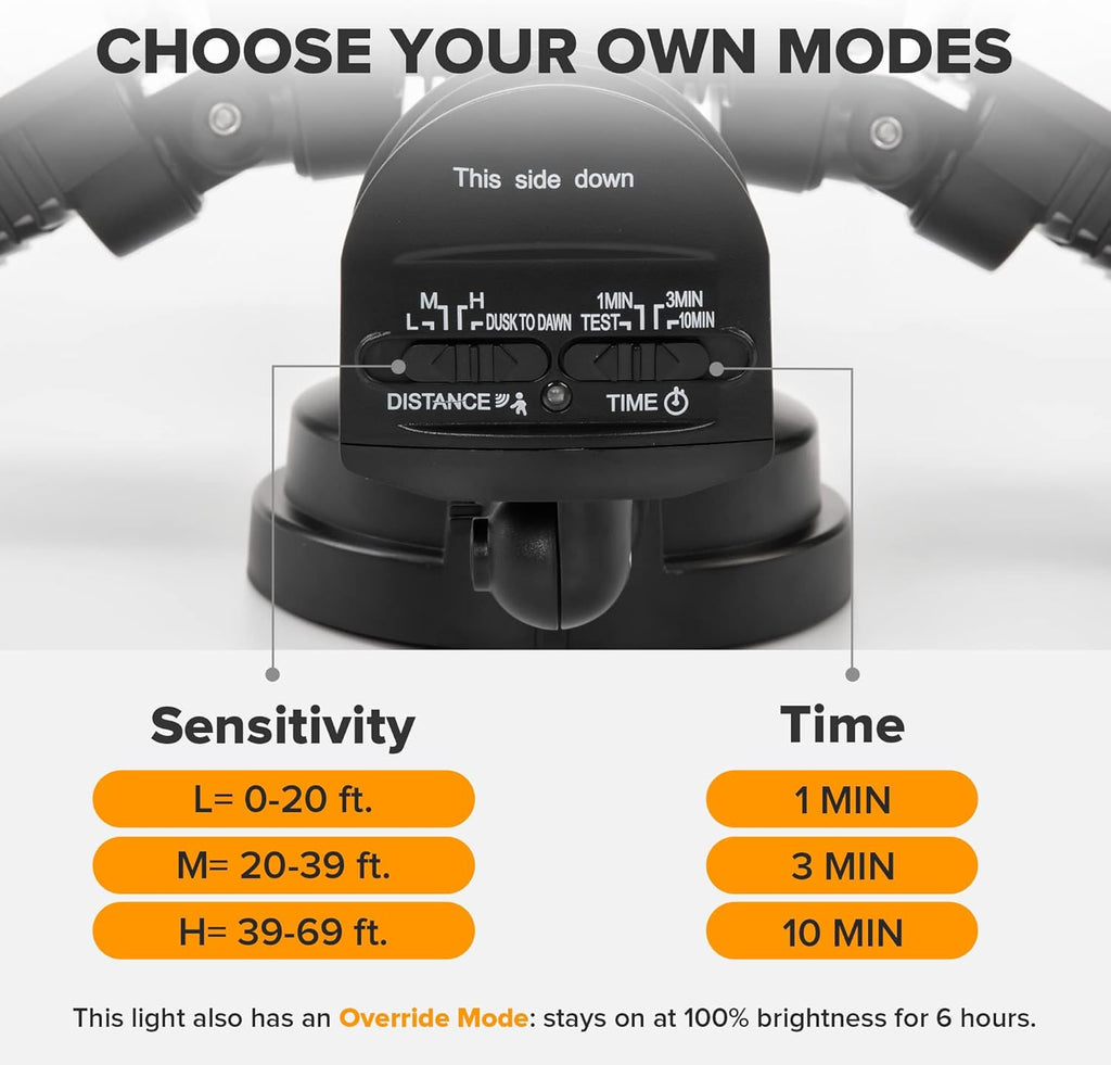 LUTEC 72W 7500LM LED Security Lights Motion Sensor Light Outdoor, 5000K Daylight, IP65 Waterproof, Dusk to Dawn, 3-Head Motion Detected Flood Light for Garage, Yard, Porch(Black)