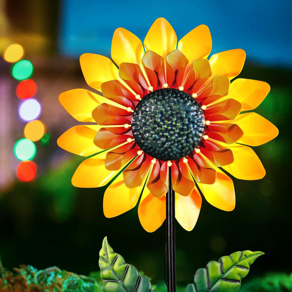 Sunflower Solar Wind Spinner, 52" Metal Wind Spinner with Kinetic Wind Sculpture Windmills for Outdoor Lawn & Garden Patio Decoration