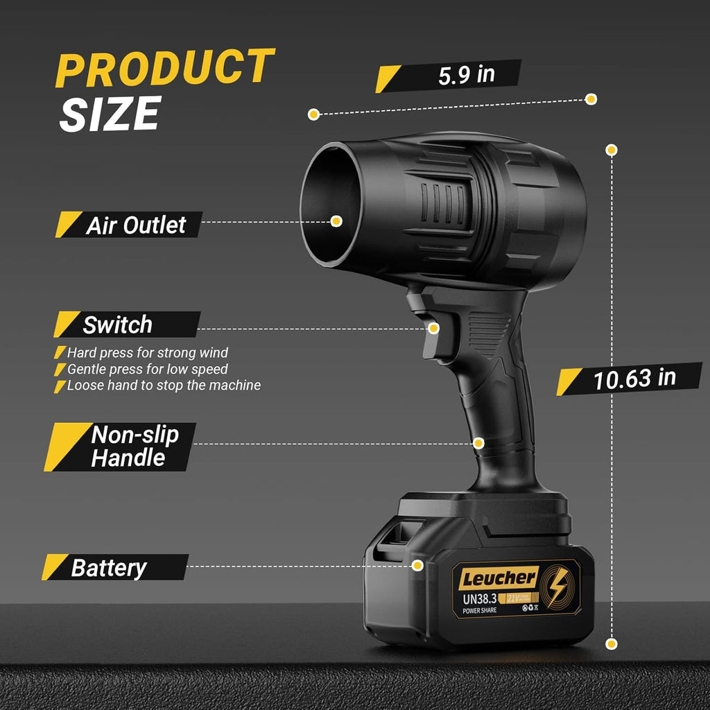 Leaf Blower Cordless,Hand Held Blower with 21V*2 Pcs Batteries,300000RPM Turbo Jet Blower,Portable Leaf Blower for Patio Cleaning,Lawn Care, Leaves and Dust