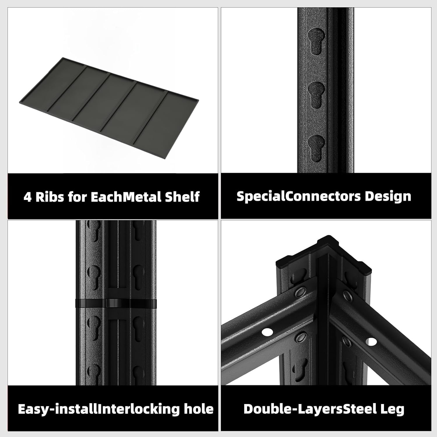 5-Tier 47" W x 17.75" D x 72" H Garage Shelving 3000LBS Storage Shelves Heavy Duty Metal Shelf Unit Adjustable Basement Industrial Storage Racks