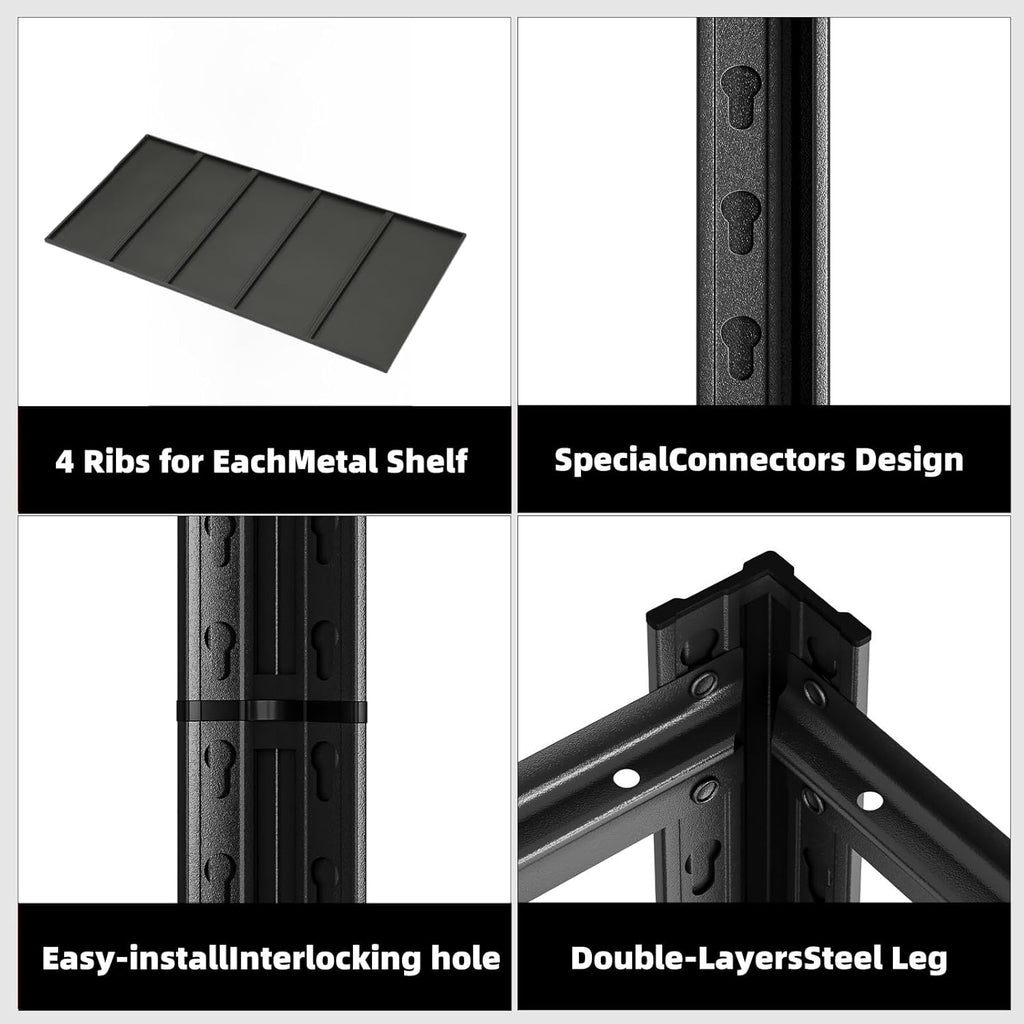 5-Tier 47" W x 24" D x 84" H Garage Shelving 3000LBS Storage Shelves Heavy Duty Metal Shelf Unit Adjustable Basement Industrial Storage Racks