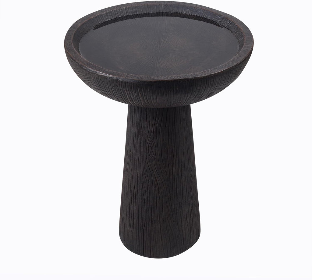 Bird Bath for Outdoor - 26'' Tall Resin Natural Wood Pattern Designt Birdbaths, Lightweight and Durable - Enhance Your Outside Garden with This Stunning Water Feature (Wood Grain)