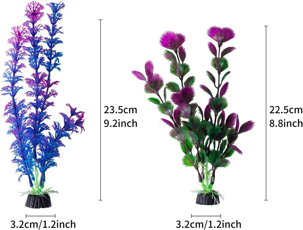 COMSUN 10 Pack Artificial Aquarium Plants, Small Size 4 inch Approximate Height Fish Tank Decorations Home Décor Plastic Purple