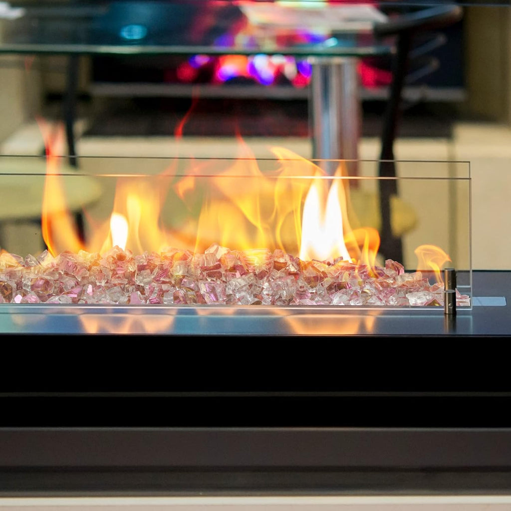 Mr. Fireglass 10 Pounds Fire Glass - 1/2 Inch High Luster Reflective Tempered Glass Rocks for Fireplace Fire Pit Table and Landscaping, Rose Gold