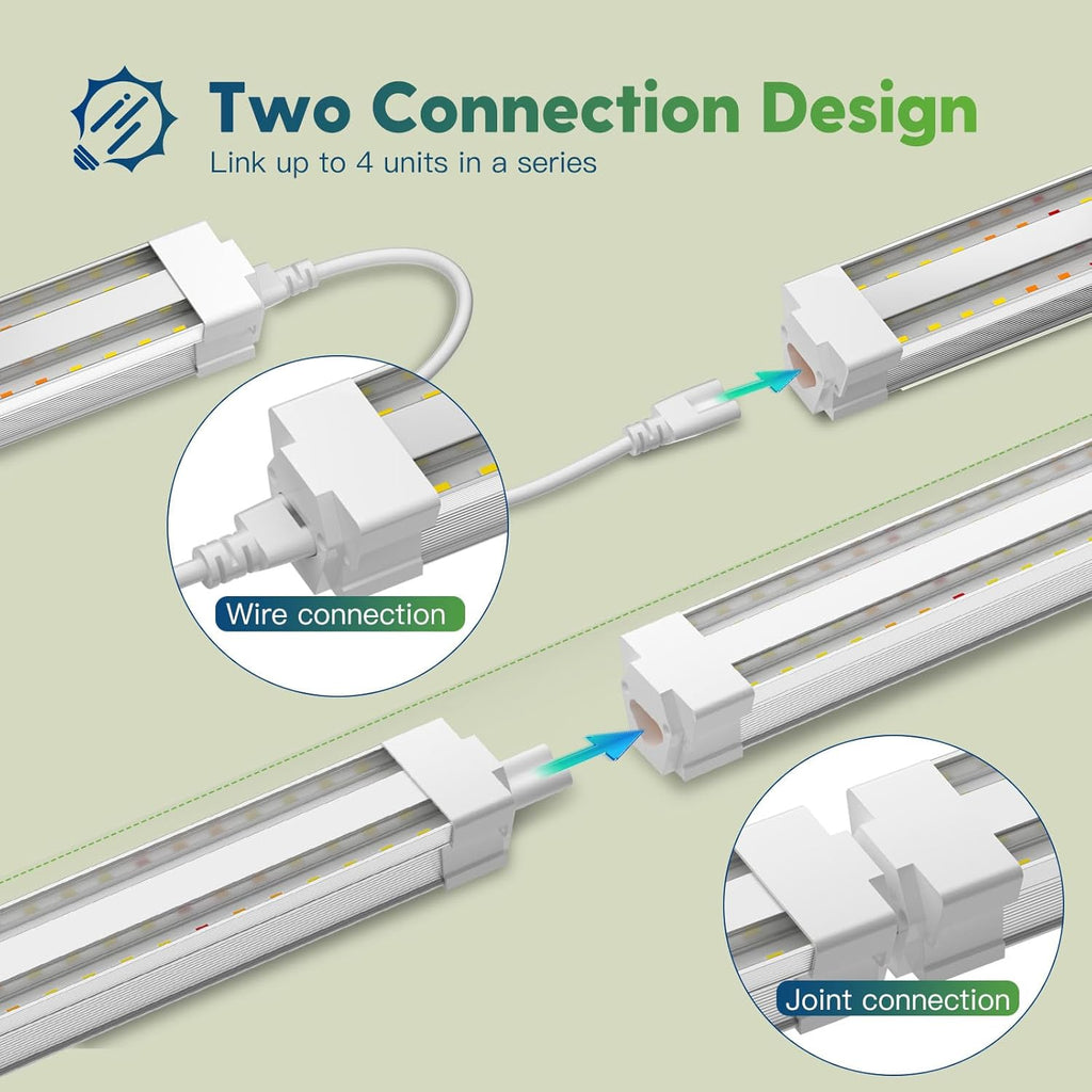 FREELICHT 2 Pack 4FT LED Grow Light with Timer, 40W (250W Equivalent), Full Spectrum Grow Lights for Indoor Plants with 9/12/15H Timer, Linkable Plant Growing Lamp for Hydroponic Plants Seeding Veg