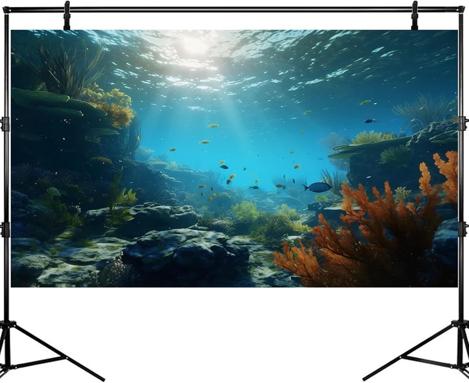 Ocean Floor Fish Tank Background Underwater Rock Aquarium Background Under The Sea Terrarium Backgrounds Aquatic Plants Sunlight Fish Tank Backgrounds Tropical Fish Aquarium Wallpaper 30x12in