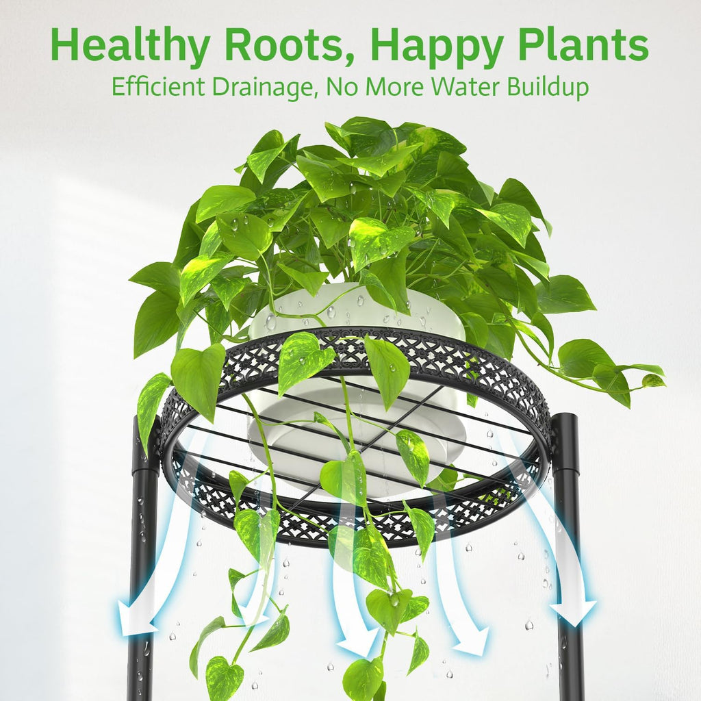 4 Tier Plant Stand Indoor Outdoor, Metal Flower Pot Shelf Holder Clearance, Tall Corner Rack for Multiple Plants, Modern Organizer Display for Patio Orchid Office Porch Living Room Garden, Black